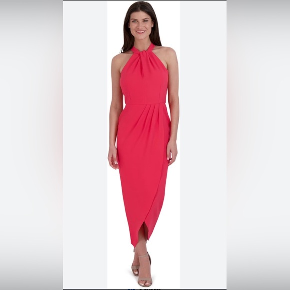 NWT Julia Jordan Knot Neck Tulip Hem Coral Dress SIZE 6 - Picture 2 of 14